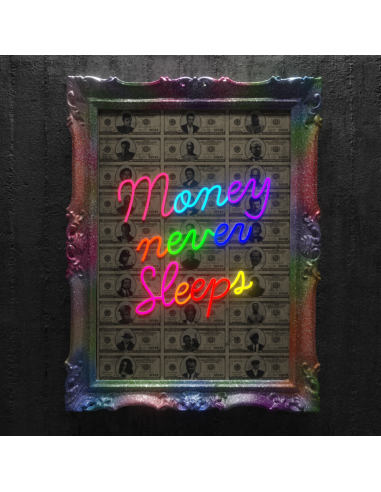 Money Never Sleep Neon Art