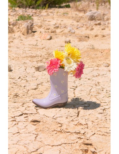 VASE RODEO COWBOY BOOT LILAC