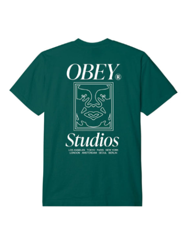 OBEY STUDIOS ICON HEAVY WEIGHT CLASSIC BOX TEE ADVENTURE GREEN