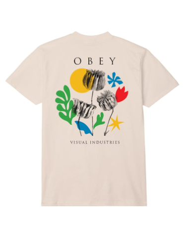 OBEY FLOWERS PAPERS SCISSORS CLASSIC TEE CREAM